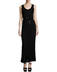 RED Valentino Sleeveless Scoop Neck Crochet Dress Black