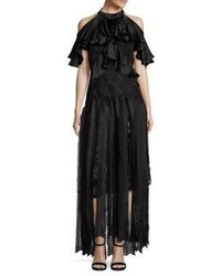 Romance Was Born Spellbound Feather Cold Shoulder Gown