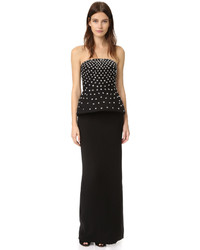 Monique Lhuillier Strapless Peplum Column Gown