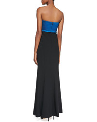 David Meister Strapless Ruched Bodice Gown