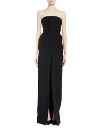 Saint Laurent Strapless Twist Front Column Gown Black