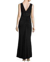 Mark & James by Badgley Mischka Twist Front Lace Panel Knit Gown Black