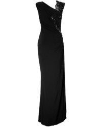 Murad Zuhair Ruched Side Gown With Beaded Shoulder