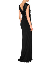 Murad Zuhair Ruched Side Gown With Beaded Shoulder