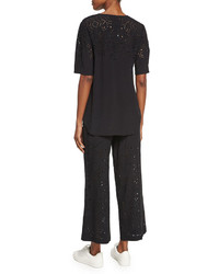 Theory Antazie E2 Ghost Crepe Eyelet Top Black