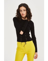 Topshop Eyelet Splice Knitted Top