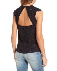 Lucky Brand Flutter Sleeve Eyelet Top