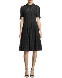 Black Eyelet Fit and Flare Dress