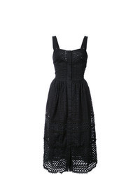 Black Eyelet Lace Midi Dress