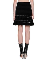 Alexander McQueen Chenille Miniskirt With Eyelet Trim Black