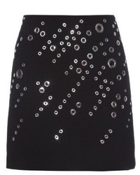 Thierry Mugler Mugler Eyelet Embellished Wool Mini Skirt