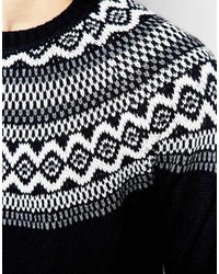 Jack and Jones Jack Jones Knitted Sweater With Fair Isle Yoke