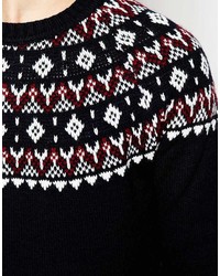 Jack and Jones Jack Jones Knitted Sweater With Holidays Fair Isle Yoke