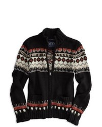 American Eagle Outfitters Fair Isle Zip Cardigan L Tall