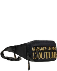 VERSACE JEANS COUTURE Black Gold Logo Couture Belt Bag
