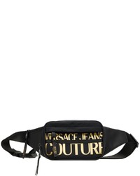 VERSACE JEANS COUTURE Black Gold Logo Couture Belt Bag