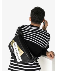Dolce & Gabbana Black Logo Tape Cross Body Belt Bag