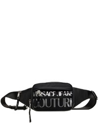 VERSACE JEANS COUTURE Black Silver Logo Couture Belt Bag