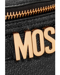 Moschino Embellished Textured Leather Belt Bag Black