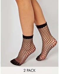 Asos 2 Pack Oversized Fishnet Ankle Socks