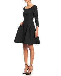 Carolina Herrera 34 Sleeve Large Pocket Fit  Flare Dress Black