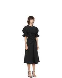 Edit Black Flare Ruched Sleeve A Line Dress