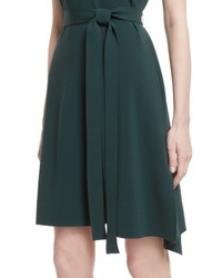 Theory Desza Belted Admiral Crepe Fit Flare Dress