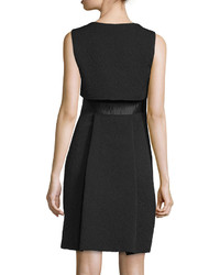 Armani Collezioni Faux Vest Fit  Flare Dress Black