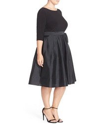 Adrianna Papell Plus Size Mixed Media Fit Flare Dress