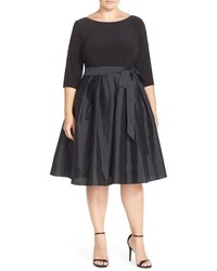 Adrianna Papell Plus Size Mixed Media Fit Flare Dress