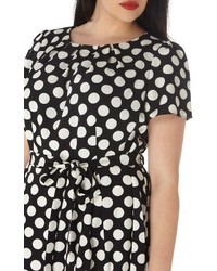 Dorothy Perkins Plus Size Mono Spot Belted Fit Flare Dress