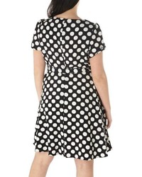 Dorothy Perkins Plus Size Mono Spot Belted Fit Flare Dress