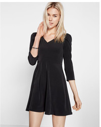Express Puffed Shoulder Fit And Flare Dress