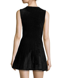 Torn By Ronny Kobo Ribbed Chenille Fit And Flare Dress Black