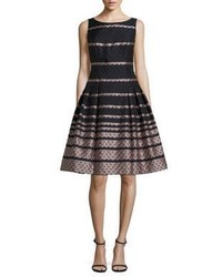 Carmen Marc Valvo Scalloped Fit And Flare Dress