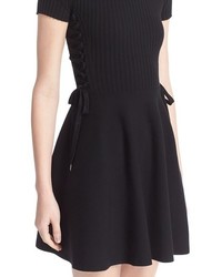 RED Valentino Side Tie Stretch Knit Fit Flare Dress