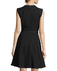 Rebecca Taylor Sleeveless V Neck Fit And Flare Tweed Dress