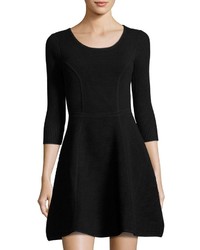 Milly Textured Fit And Flare Dress Black