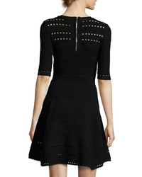 Milly Textured Stitch Fit And Flare Dress Black