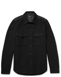 Theory Rossland Mory Shell Panelled Wool Blend Flannel Shirt