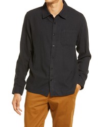 Outerknown Transitional Flannel Organic Cotton Button Up Shirt In Jet Black At Nordstrom