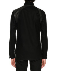 Alexander McQueen Wool Flannel Shirt With Leather Harness Black