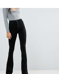 Asos Tall Asos Design Tall Bell Flare Jeans In Clean Black With Pressed Crease