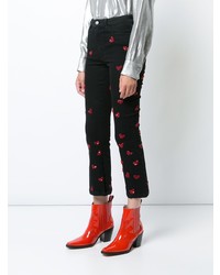 Amen Beaded Hearts Cropped Jeans