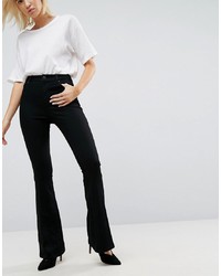 ASOS DESIGN Bell Flare Jeans In Clean Black With Pressed Crease