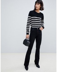 ASOS DESIGN Bell Flare Jeans In Clean Black With Pressed Crease