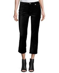 7 For All Mankind Cropped Boot Cut Velvet Jeans Black