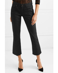 Saint Laurent Cropped Frayed Low Rise Flared Jeans