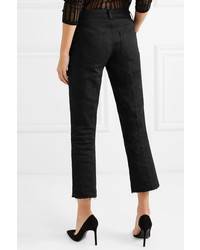 Saint Laurent Cropped Frayed Low Rise Flared Jeans