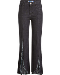 Sjyp Flared Jeans With Distressed Fringing